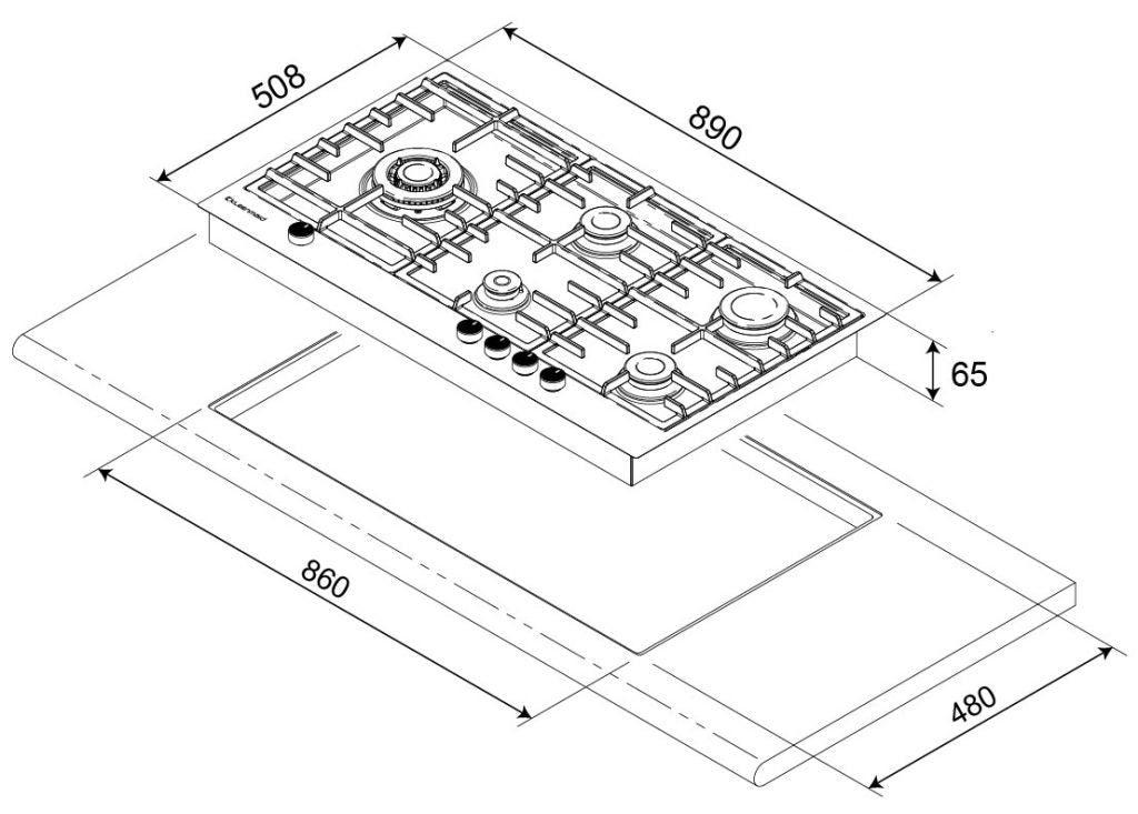 Kleenmaid 90cm Stainless Proud Gas Cooktop GCT9030 - Ex Display