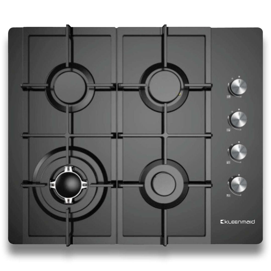 Kleenmaid 60cm Black Glass Gas Cooktop GCTK6012