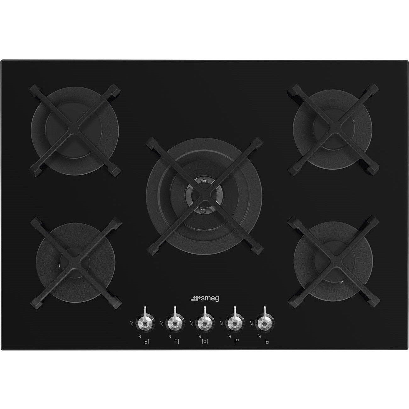 Smeg 75cm Black Glass Gas Cooktop PV375NAU - Factory Seconds Discount