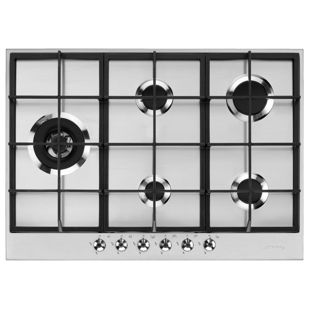 Smeg 72cm Classic 5 Burner Stainless Gas Cooktop PX375LAU - Factory Seconds