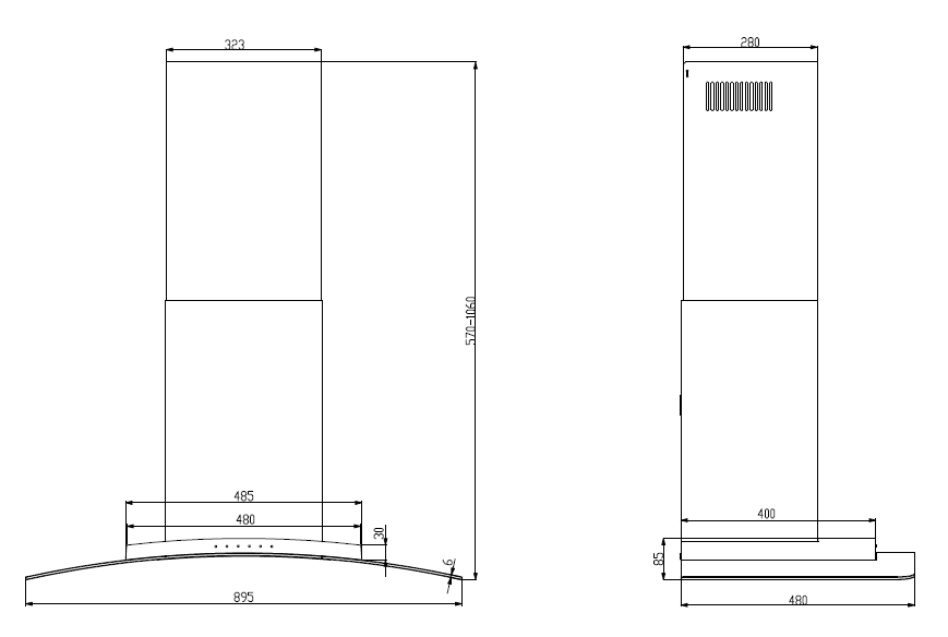 Smeg 90cm Wallmount Rangehood with Glass Canopy SHW950X - Factory Seconds Discount