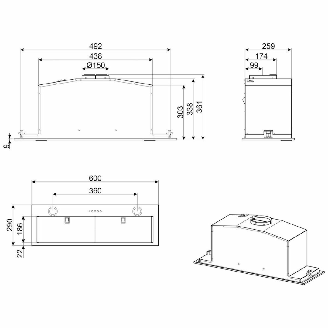 Smeg 60cm Undermount Rangehood SHU620X - Factory Seconds